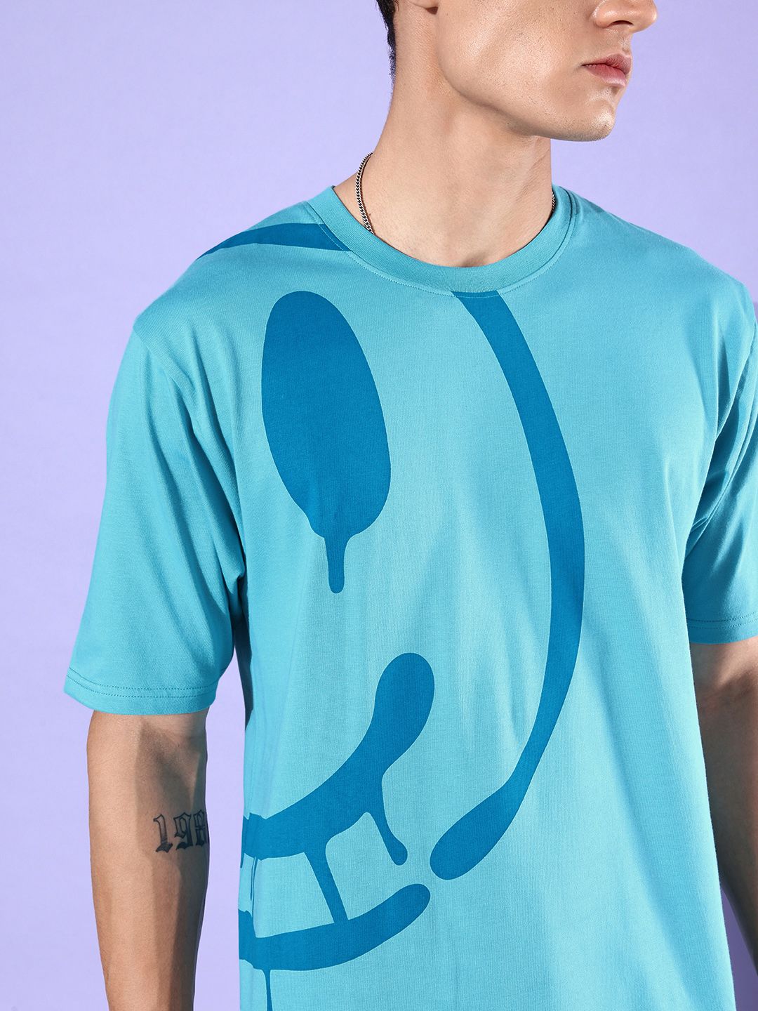 Difference of Opinion Blue Graphic Oversized T-Shirt